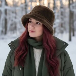 Brown Soft Faux Fur Winter Bucket Hat | Reversible 2-Way Style - NWT